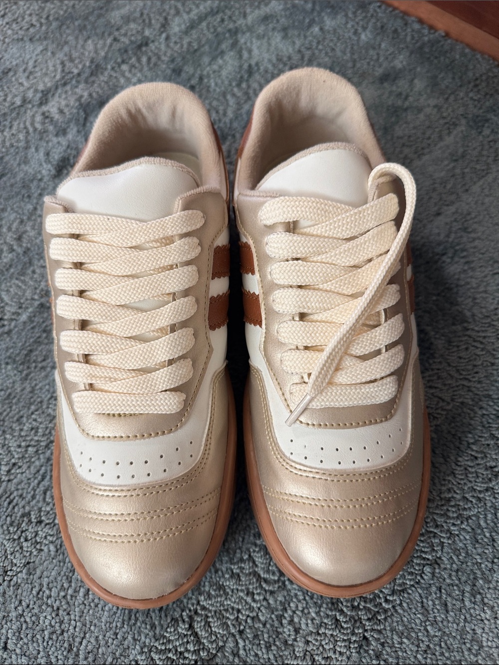 MKM Designs Cream and Tan Athletic Sneakers